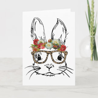 Carte Lapins Femmes Léopard Gles Avec Couronne De Fleurs