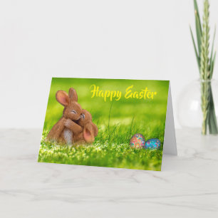 Carte Lapins qui s'embrassent. Joyeuses Pâques.