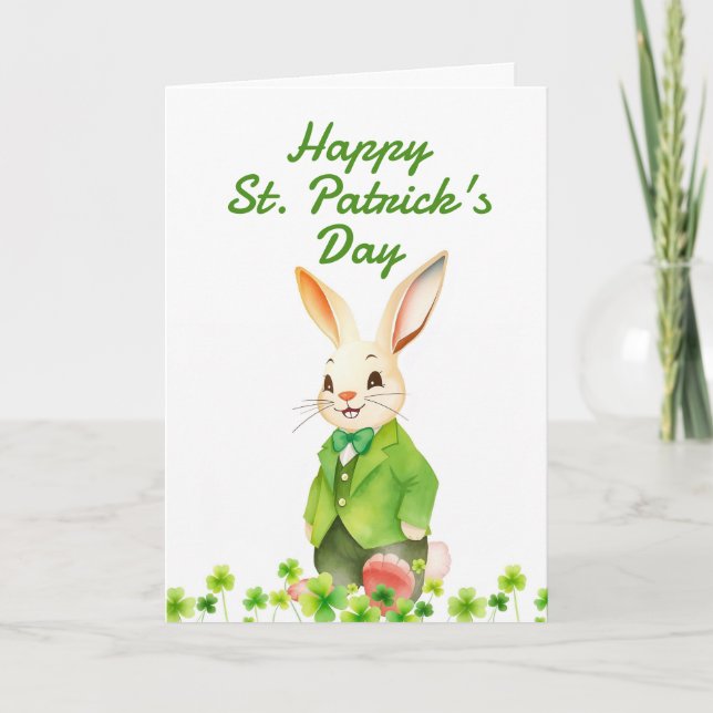 Carte Lapins verts joyeux Shamrocks St Patrick's Day (Devant)