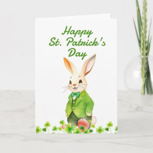 Carte Lapins verts joyeux Shamrocks St Patrick's Day