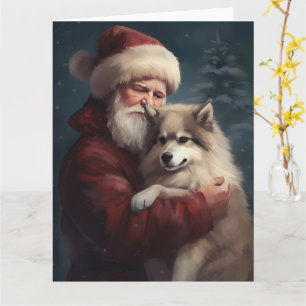 Carte Lapphund finlandais Noël festif du Père Noël