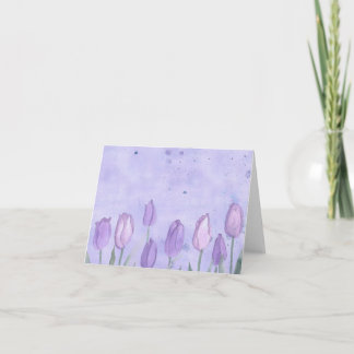 Carte L'aquarelle de tulipes de lavande fleurit le blanc