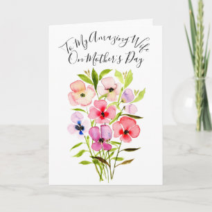 Carte L'aquarelle fleurit à ma femme le jour de la fête