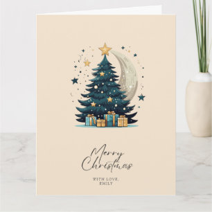 Carte L'Arbre De Noël Étoiles La Lune