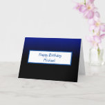 Carte Large Blue and Black Ombre Happy Birthday<br><div class="desc">Huge Add a name to this personalized boy's blue and black ombre birthday card.</div>