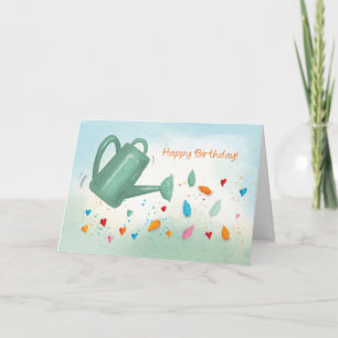 Carte L'arrosage d'anniversaire peut arroser les coeurs