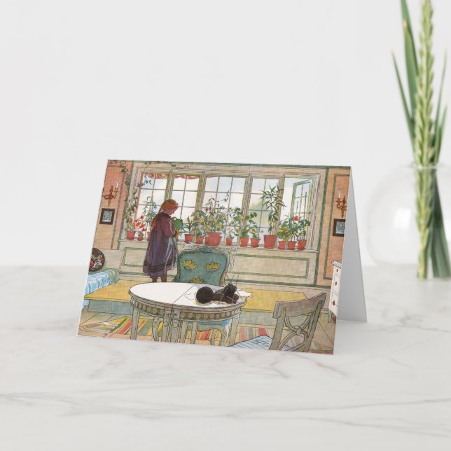 Carte Larsson : Fleurs sur le rebord de la fenêtre (Devant)