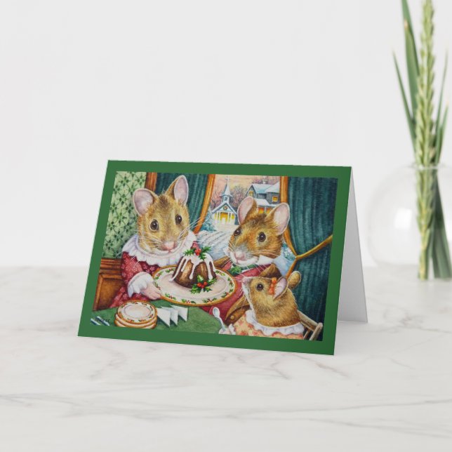Carte L'art à l'aquarelle du pudding aux prunes de Noël  (Devant)