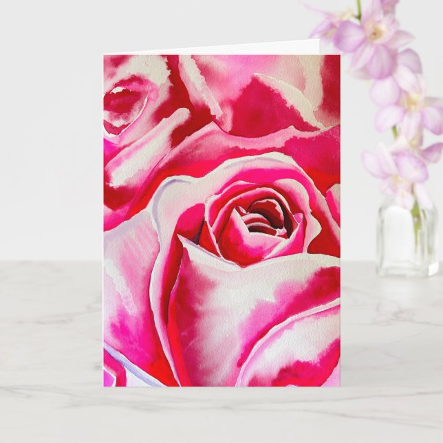Carte L'art aquarelle de roses roses (Orchidée)