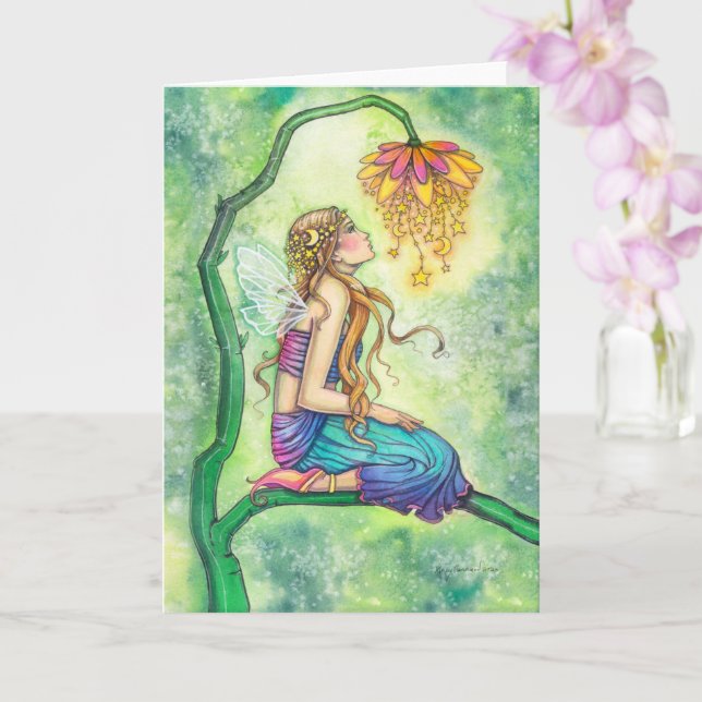 Carte L'art de la fée des fleurs à l'aquarelle de la rêv (Orchidée)