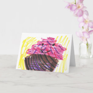 Carte L'art enfantin gâteau cupcake mignon