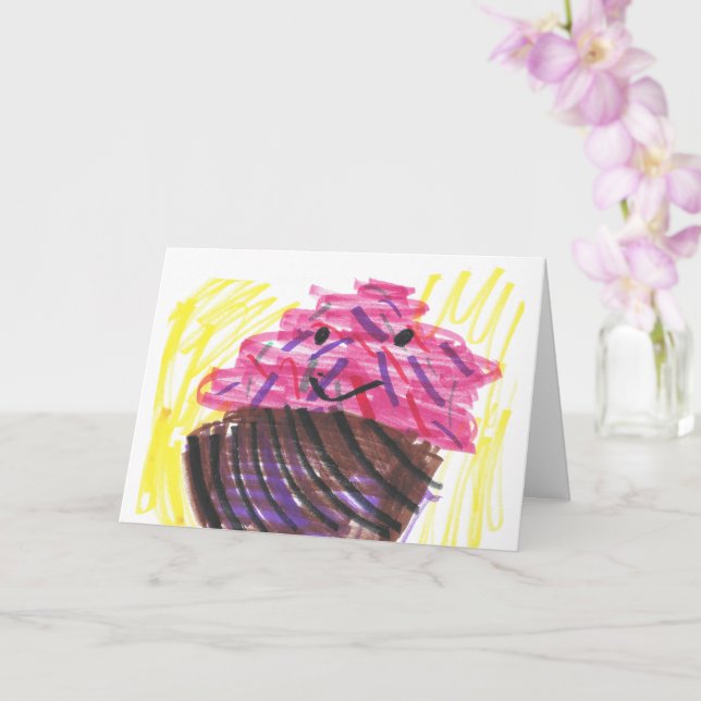 Carte L'art enfantin gâteau cupcake mignon (Orchidée)