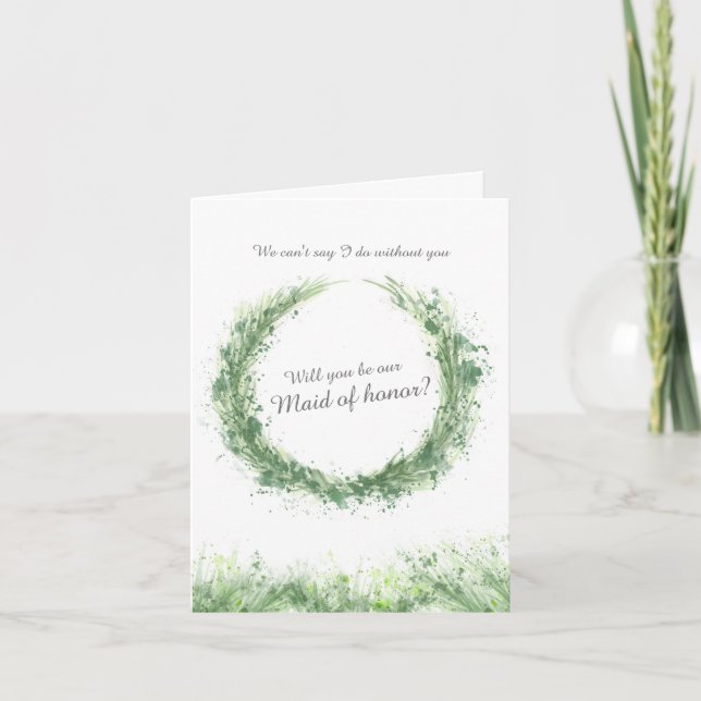 Carte L'art vert mariage, êtes-vous notre servante d'hon (Devant)