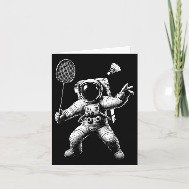 Carte L'astronaute spatiale Badminton Player Navette Spo (Devant)