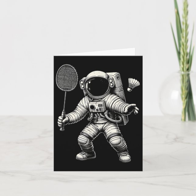 Carte L'astronaute spatiale Badminton Player Navette Spo (Devant)