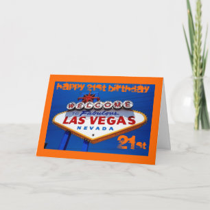 Carte LasVegas_Sign, HEUREUX 21E ANNIVERSAIRE, HAPPY 21E