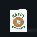 Carte Latkes Happy Hanoukka Chanukah Jours fériés juifs<br><div class="desc">Design présente une illustration originale d'une délicieuse crêpe de pommes de terre au latke surmontée de crème aigre, un aliment de base de la cuisine de vacances juive. Idéal pour les célébrations Hanoukka ! Ce design de latkes de Chanukah est également disponible sur d'autres produits. De nombreux autres modèles de...</div>