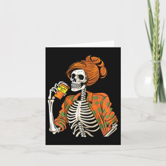 Carte Latte d'épice Citrouille de squelette d'Halloween (Devant)