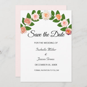 Carte Laurel et mariage Rose Enregistrer la date Invitat
