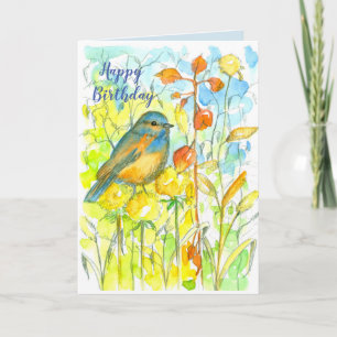 Carte L'automne de Bluebird laisse un joyeux anniversair