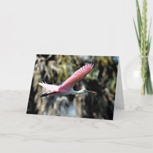 Carte Lavage d'aquarelle de spatule rose