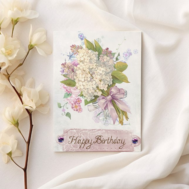 Carte lavande bohème pastel rose floral Anniversaire (Bohemian lavender pastel pink floral Birthday)