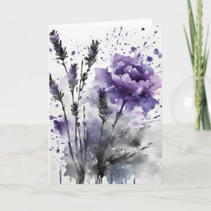 Carte Lavande - Fleurs à l'aquarelle