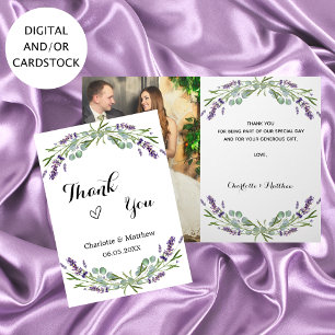 Carte Lavande violet floraux photo mariage merci