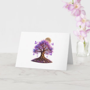 Carte Lavender Blossom Moon Tree Greeting Card