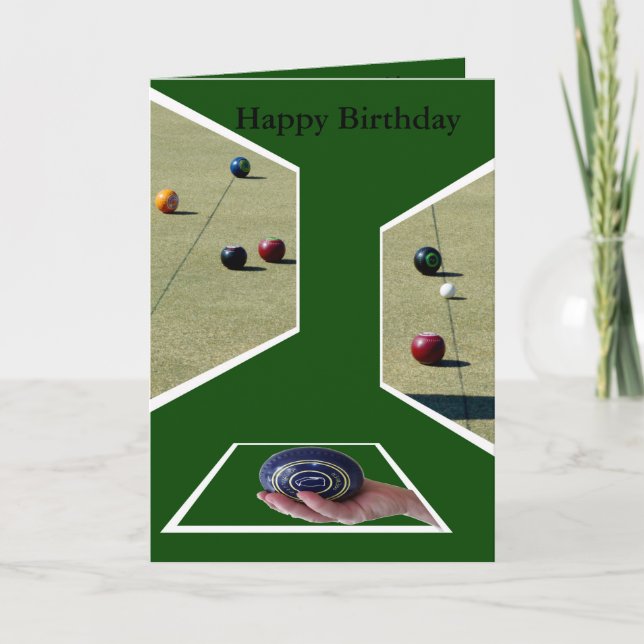 Carte Lawn Bowls Dimensions, Greetings Birthday Card. (Devant)