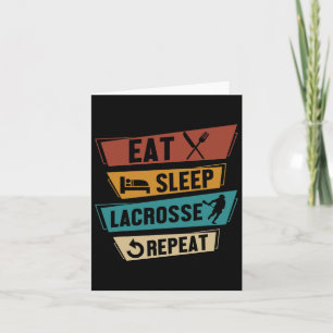 Carte Lax Sport Drôle Lacrosse Joueur Mange Sleep Lacros