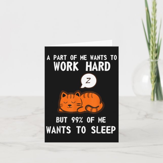 Carte Lazy Chat Dormir Fatigué Travail Motivation (Devant)