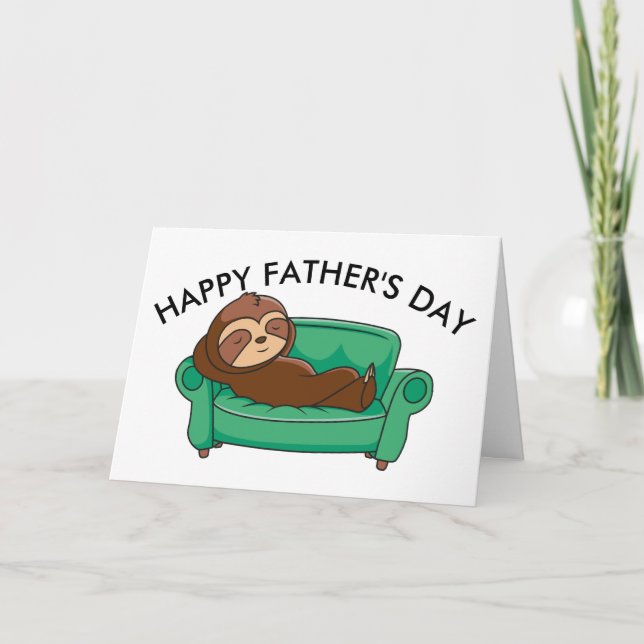 Carte Lazy Sloth Funny Fête des pères personnalisée (Devant)