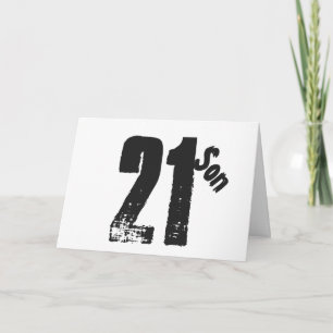 Carte Le 21e anniversaire du fils, blanc et noir.