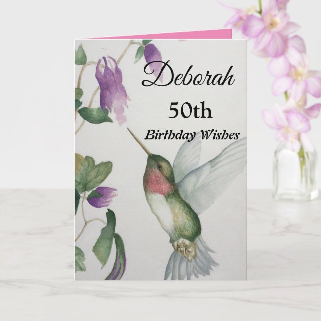 Carte Le 50e anniversaire souhaite une élégante fleurs d (Orchidée)