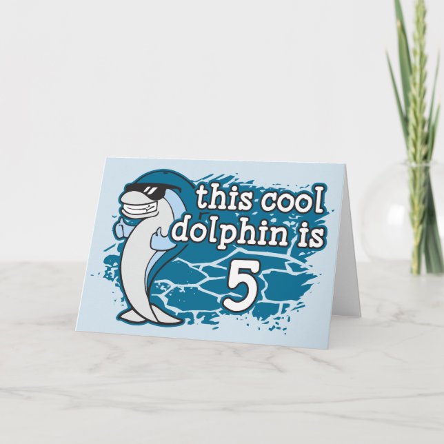 Carte Le 5ème anniversaire de l'enfant ce dauphin frais (Devant)