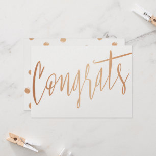 Carte Le bel or de calligraphie s'est levé "Congrats "
