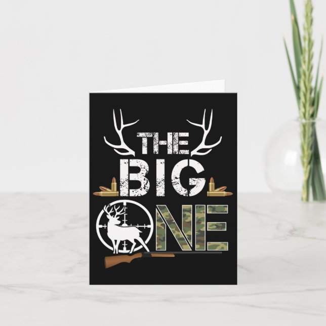 Carte Le Big One Birthday Boy Deer Hunter Camouflage 1s (Devant)