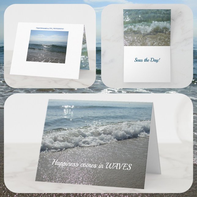 Carte Le bonheur vient dans les vagues Mer le Jour Mer (Créateur téléchargé)
