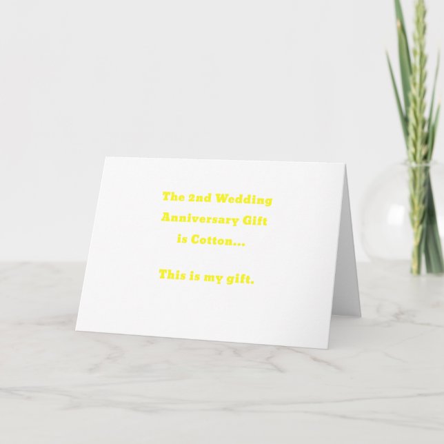 Carte Le cadeau de 2e anniversaire de mariage est en cot (Devant)