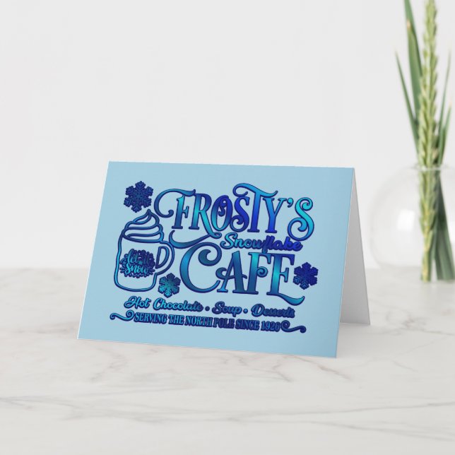 Carte Le Café des Flocons de Neige de Frosty de Noël (Devant)