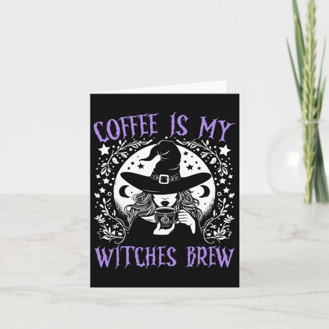 Carte Le café est mes sorcières Brew Retro Halloween sor (Devant)