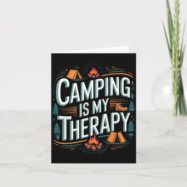 Carte Le camping est ma thérapie citation  (Devant)