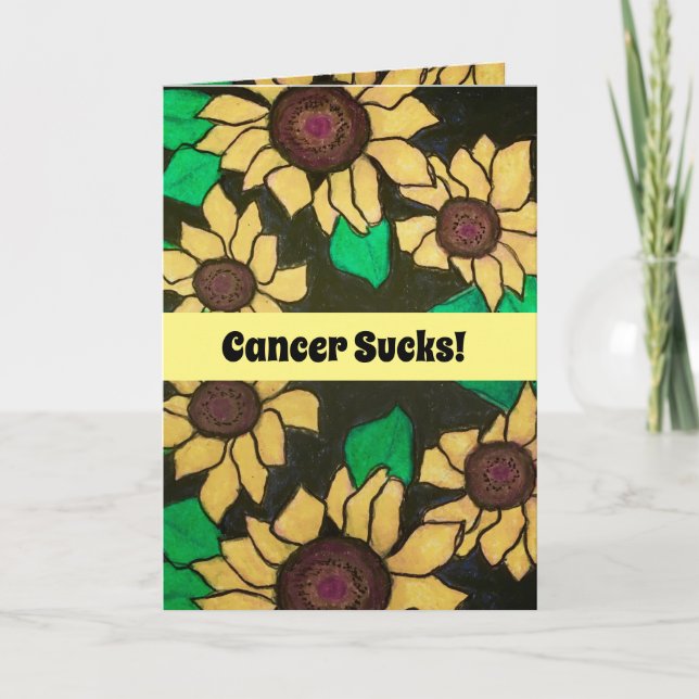 Carte Le cancer c'est nul ! Fleurs de tournesol audacieu (Devant)