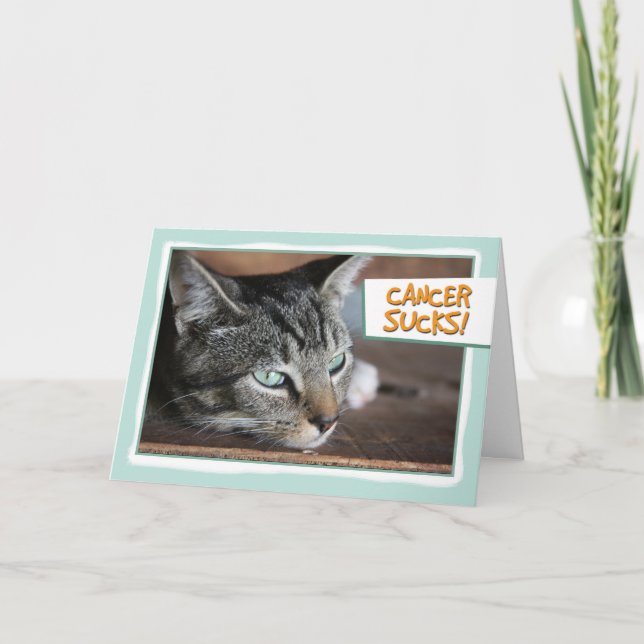 Carte Le Cancer suce, chat triste (Devant)