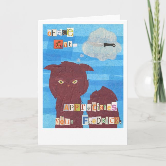 Carte Le chat de bureau apprécie votre rétroaction (Devant)