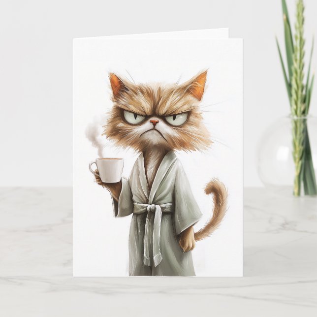 Carte Le chat Grumpy a besoin de café (Devant)