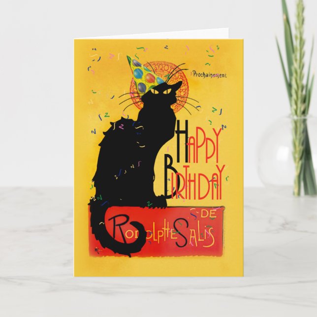 Carte Le Chat Noir Joyeux Anniversaire (Devant)
