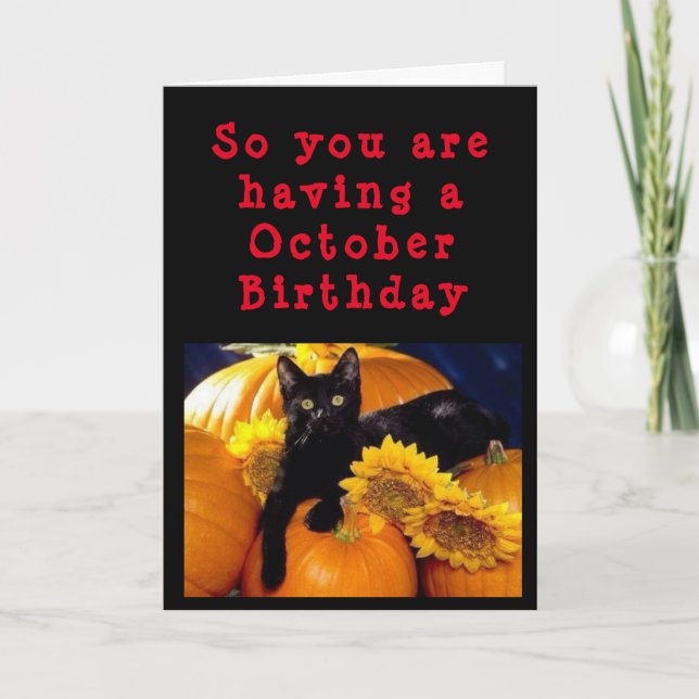 CARTE LE CHAT'S MEOW DIT *JOLI ANNIVERSAIRE D'OCTOBRE* (Devant)