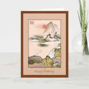 Carte Le Chinois tend le cou des souhaits d'anniversaire